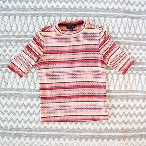 Topshop Colorful Stripe Mock Turtleneck Shirt